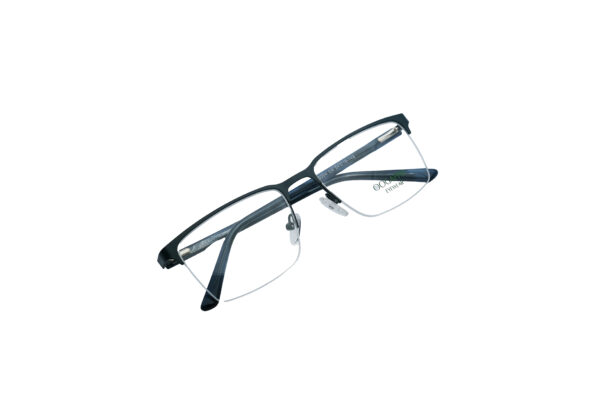 Black Matte Rectangular Metal Men's Eyeglasses Front View