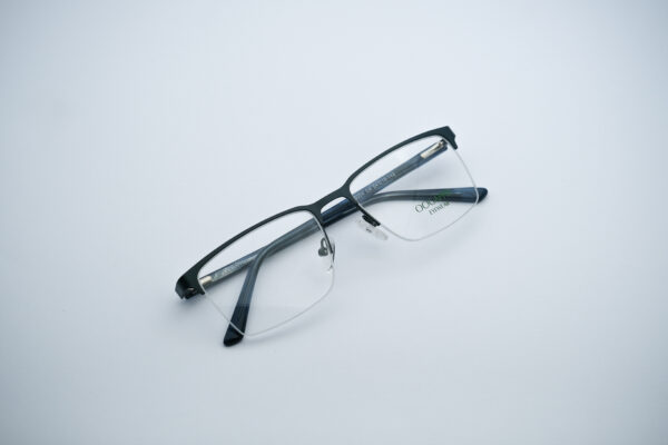 Black Matte Rectangular Metal Men's Eyeglasses Front View Original