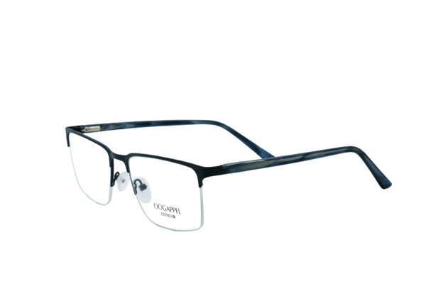 Black Matte Rectangular Metal Men's Eyeglasses Side View