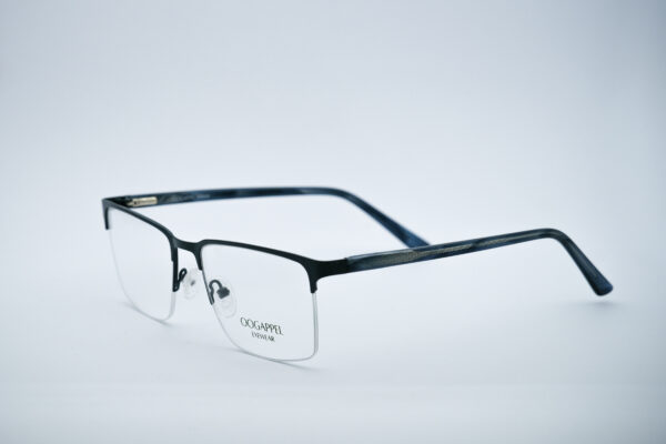 Black Matte Rectangular Metal Men's Eyeglasses Side View Original