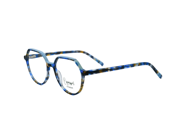 Blue Tortoiseshell Hexagonal Acetate Unisex Eyeglasses Side View