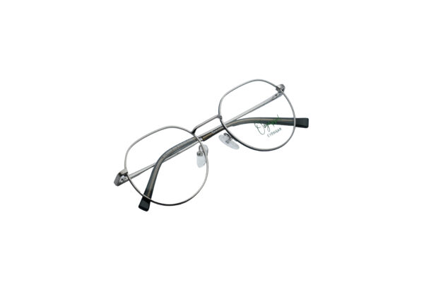 Brushed Silver Rounded Metal Unisex Eyeglasses Front View