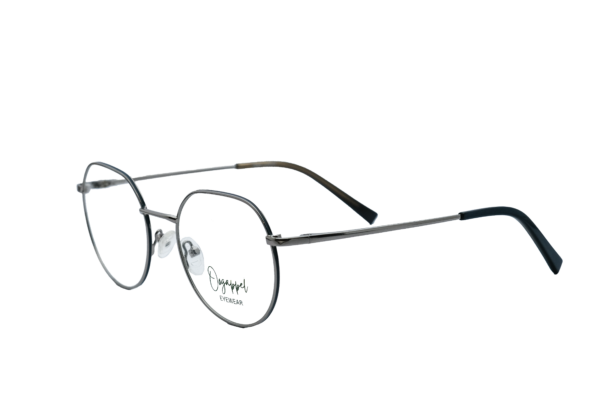 Brushed Silver Rounded Metal Unisex Eyeglasses Side View