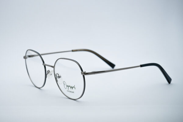 Brushed Silver Rounded Metal Unisex Eyeglasses Side View Original
