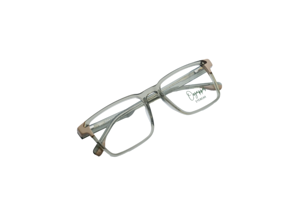 Clear and Rose Gold Square Eyeglasses by Oogappel Front View