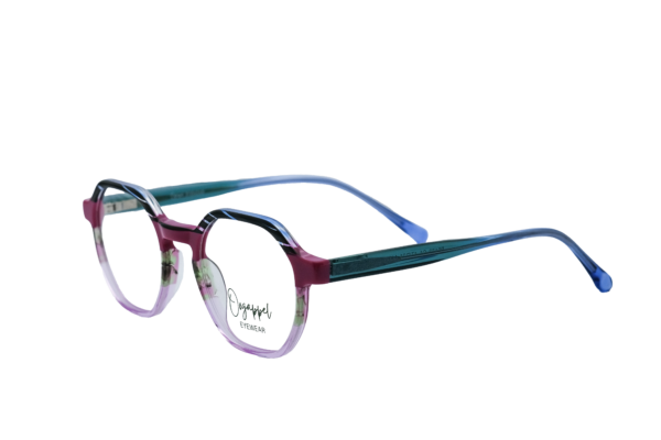 Pink and Blue Square Eyeglasses by Oogappel Side View